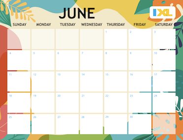 IXL Summer Calendar PDF