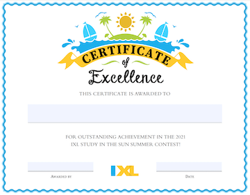 IXL Summer Certificate Version 3 PDF